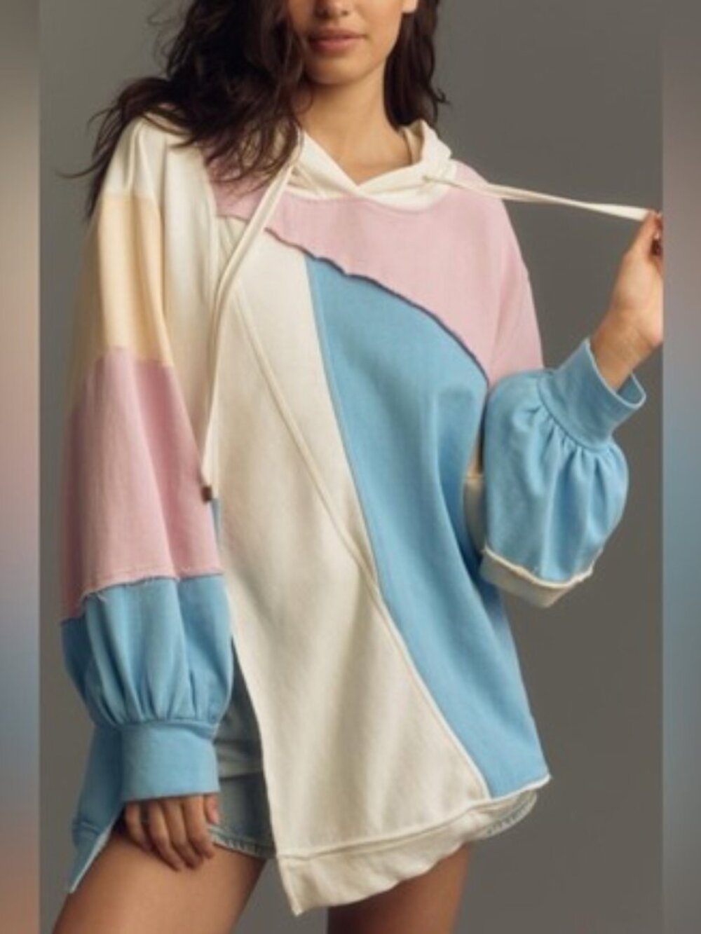Pilcro Patchwork Color block Hooded Sweatshirt - Picture 2 of 5